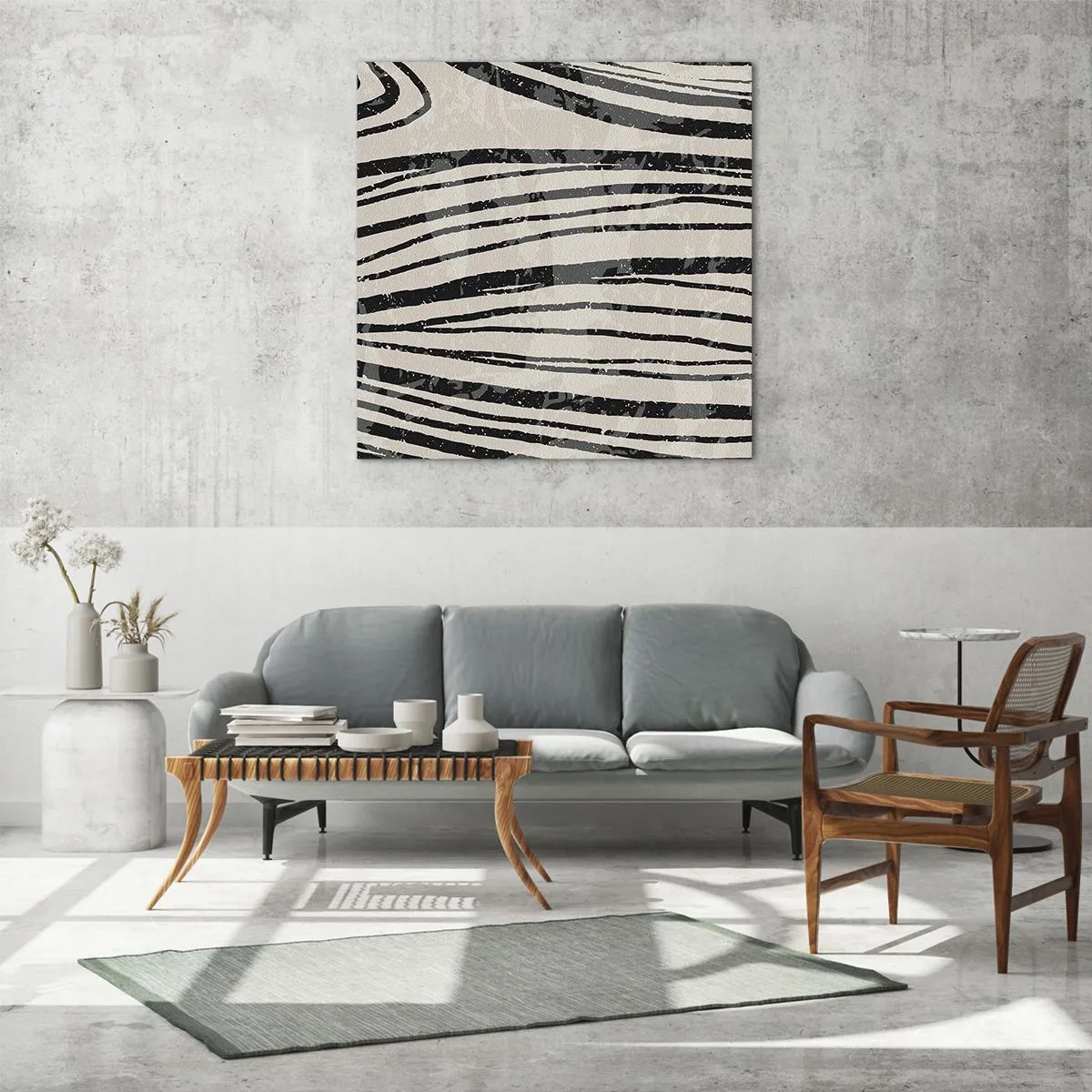 Cuadro sobre vidrio - Impresiones sobre Vidrio - Salpicadura de líneas - 50x50 cm