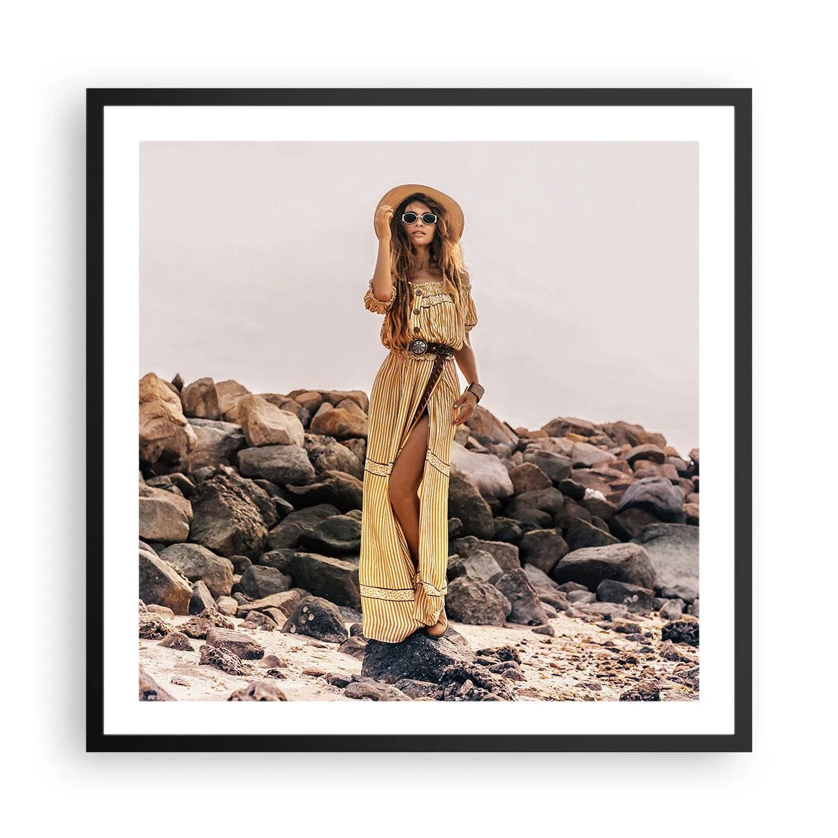 Póster en marco negro - La magia de las piedras - 60x60 cm