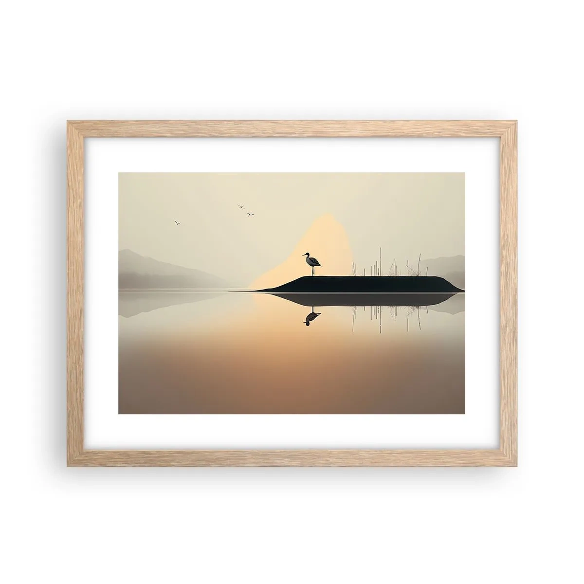 Póster en marco roble claro - Un caballero en el lago - 40x30 cm