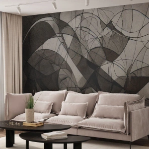Fotomural Premium Sand - Líneas y formas orgánicas en tonos tierra. - 100x70cm - Circulación en colores tierra - Decoración de pared moderna para salón y dormitorio ARTTOR