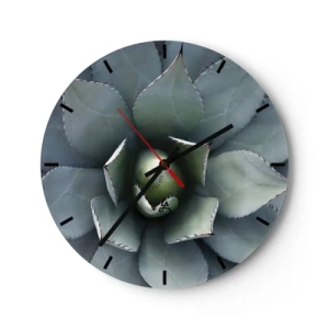 Reloj de pared - Reloj de vidrio - Un primer plano de la disposición geométrica de las hojas de agave. - 30x30cm - Perfección natural - Decoración de pared moderna para salón, cocina y dormitorio ARTTOR