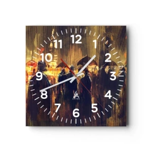 Reloj de pared - Reloj de vidrio - Seguidores de la lluvia - 30x30 cm