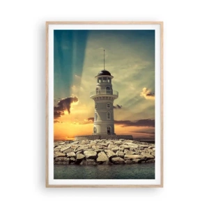 Póster en marco roble claro - Luz - Bondad - Belleza - 70x100 cm