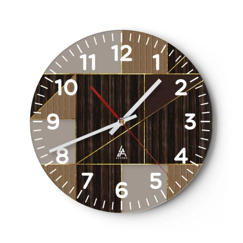 Reloj de pared - Reloj de vidrio - Un mosaico de marrones y dorados - 30x30 cm