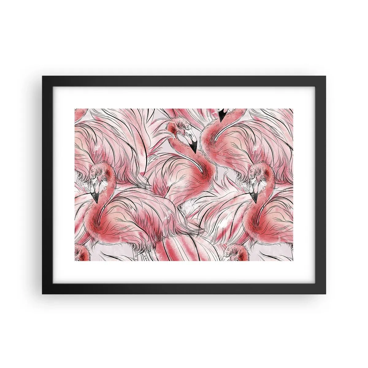 Póster en marco negro - Ballet de aves - 40x30 cm