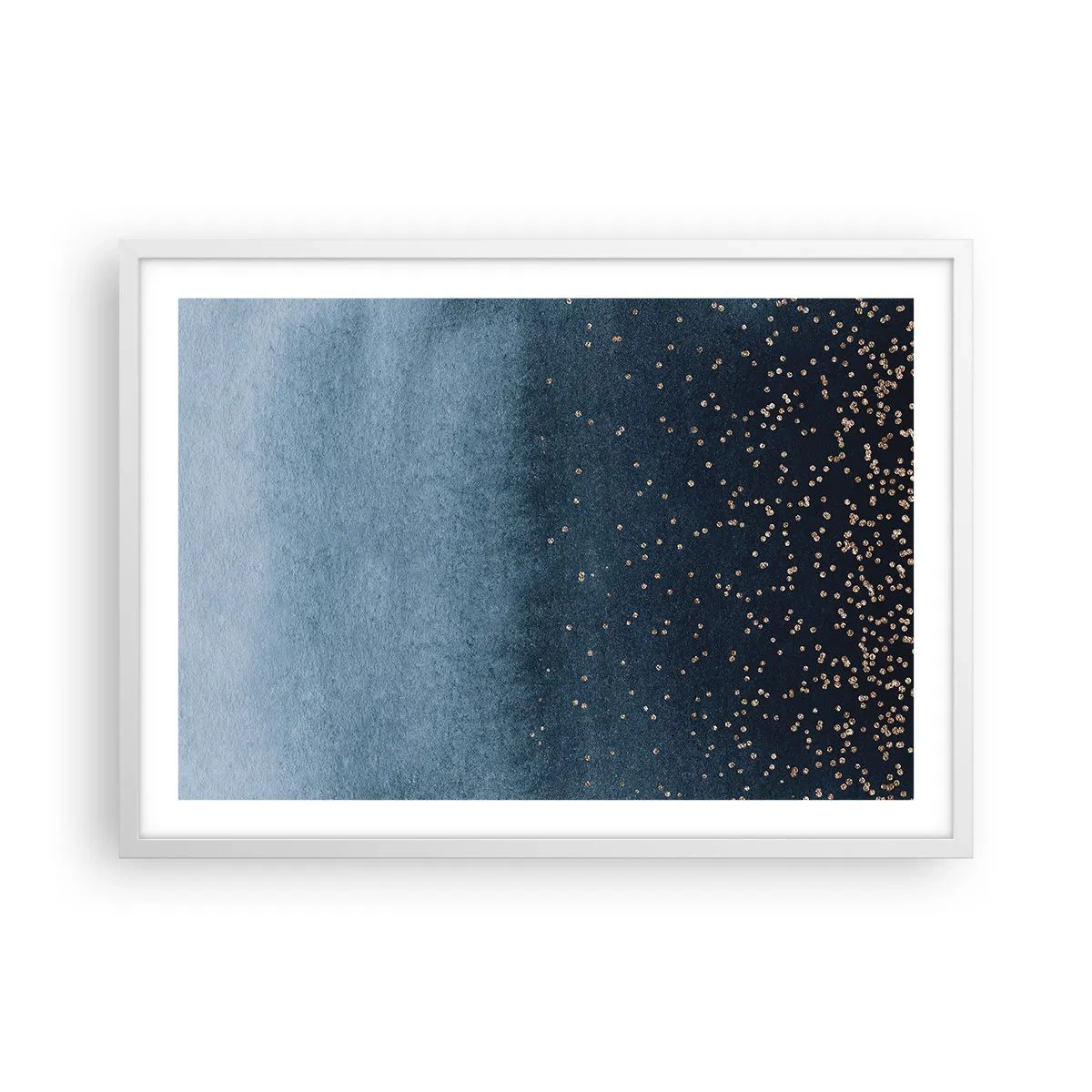 Póster en marco blanco - Composición - fases azules - 70x50 cm