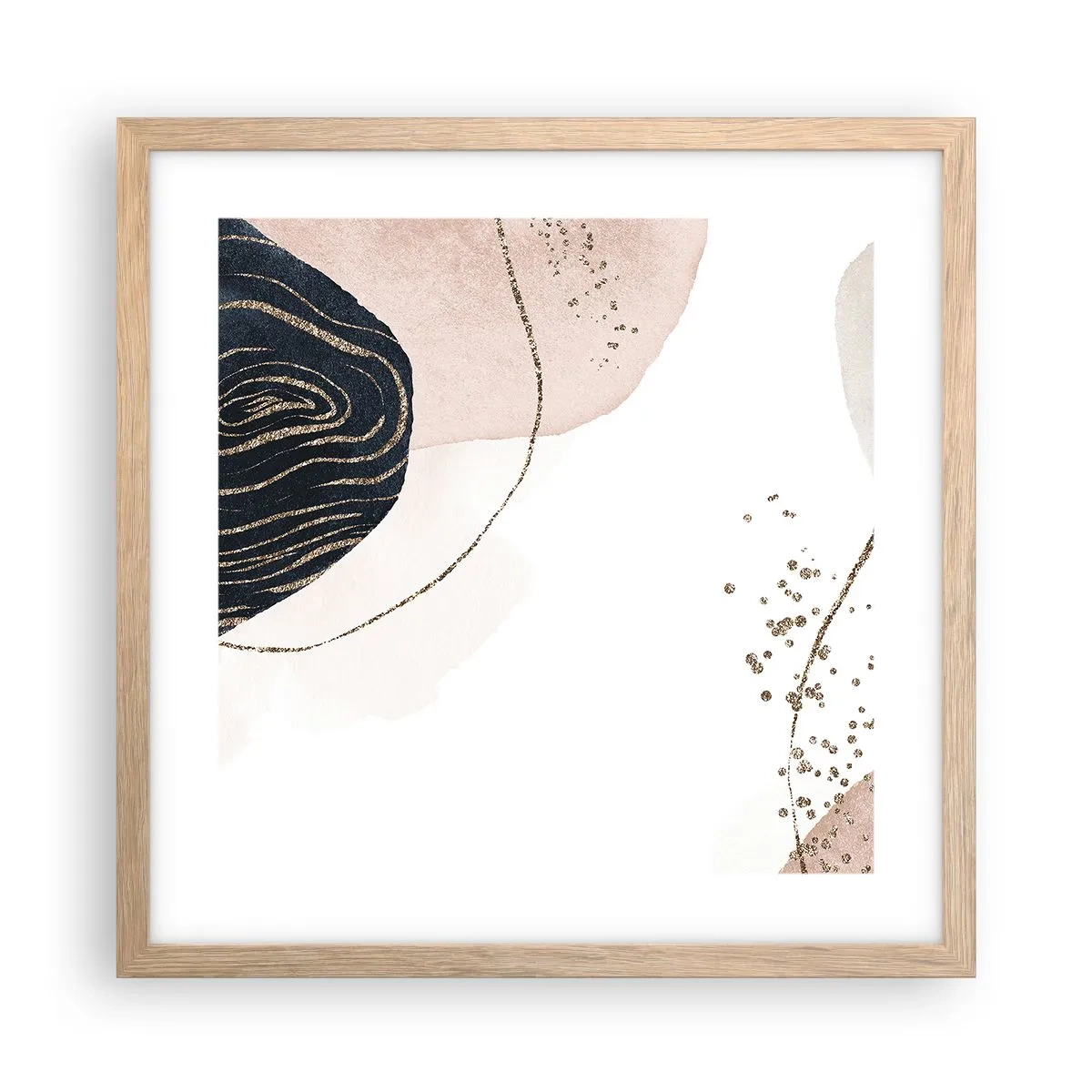 Póster en marco roble claro - Todo fluye - 40x40 cm