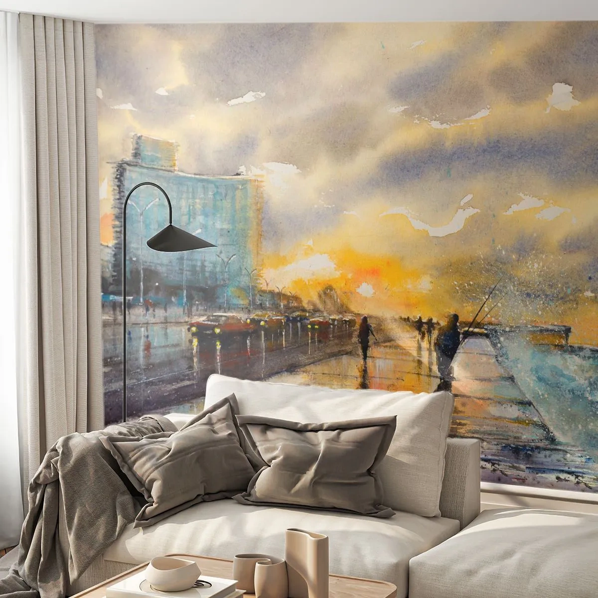 Fotomural Premium Sand - Vida en la orilla - Paisaje, Pedazo, Atardecer - 350x256 cm