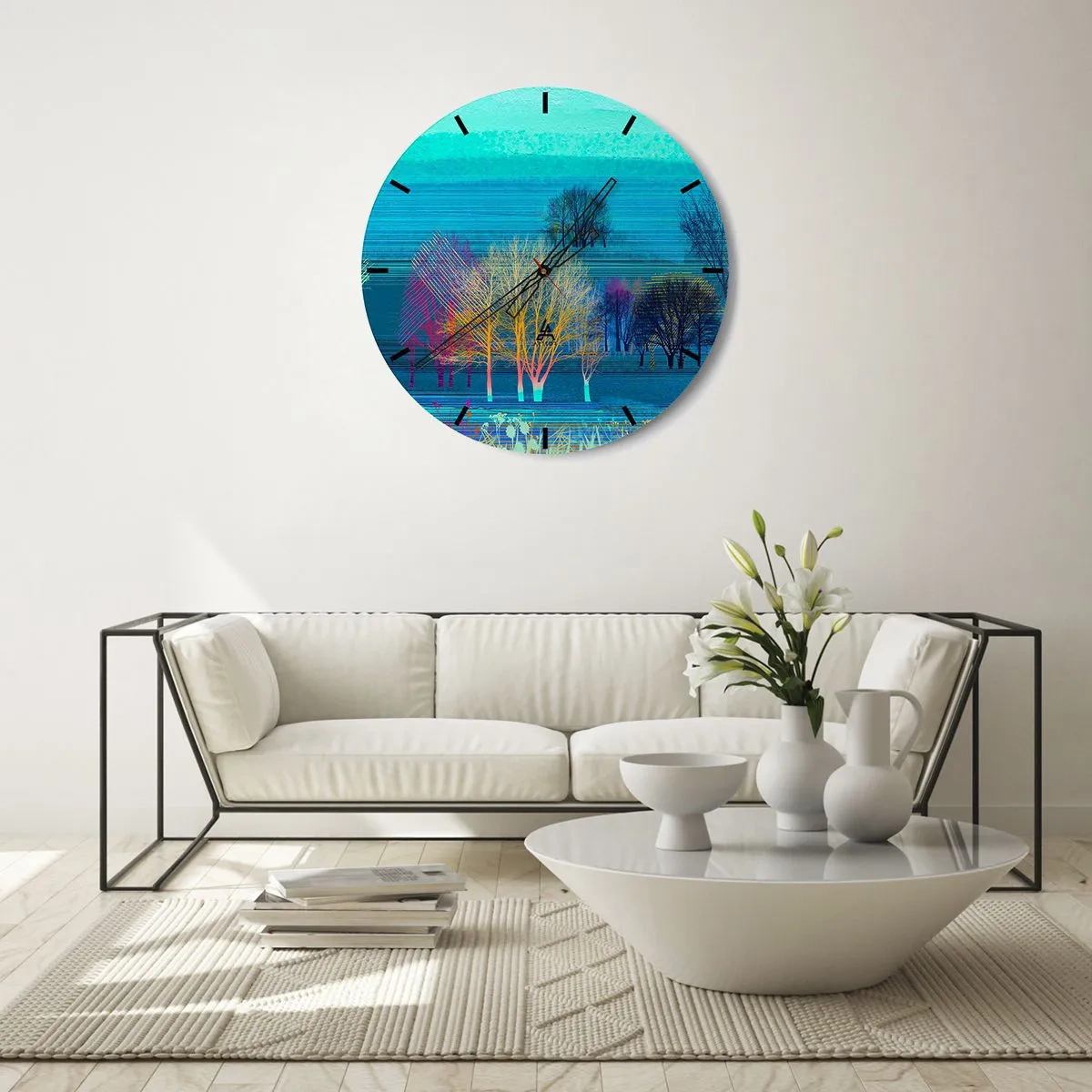 Reloj de pared - Reloj de vidrio - Un paisaje armónico - 40x40 cm