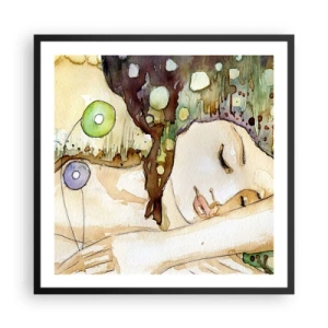 Póster en marco negro - Sueño esmeralda y violeta - 60x60 cm