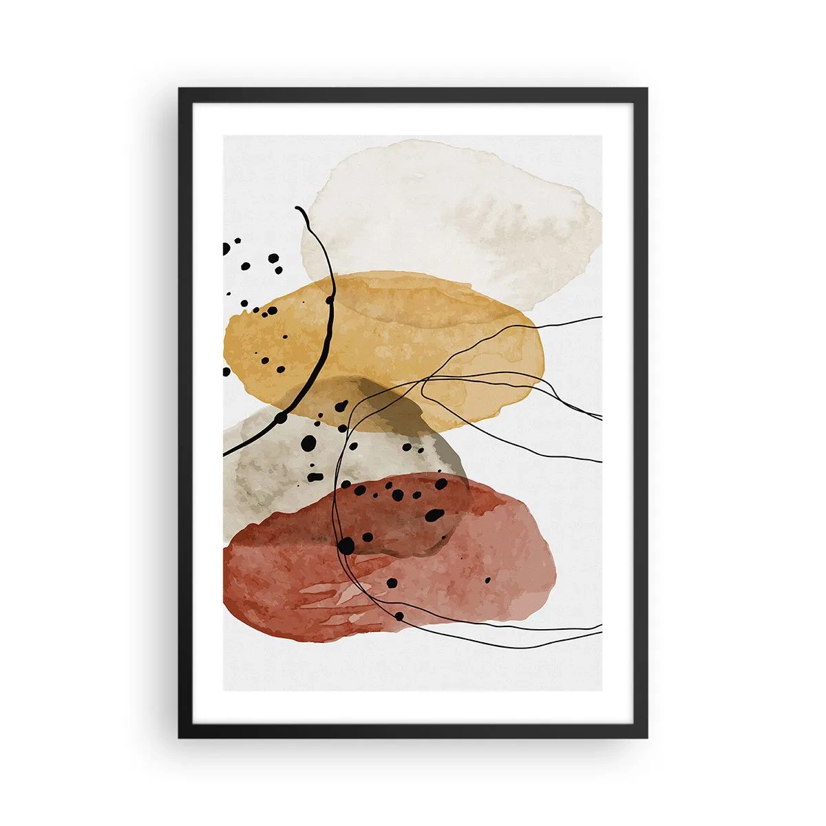 Póster en marco negro - Líneas y transparencias - 50x70 cm