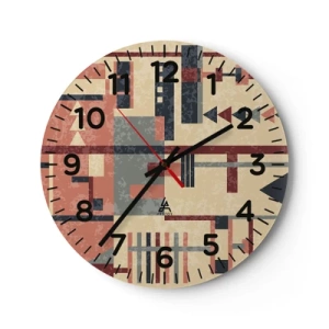 Reloj de pared - Reloj de vidrio - Una combinación de verticales y niveles - 40x40 cm