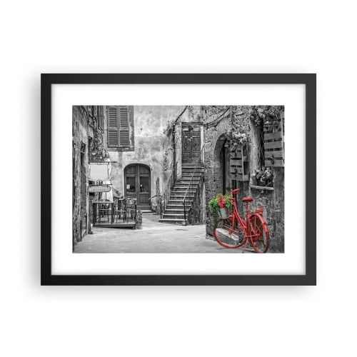Póster en marco negro - Callejón de la Toscana - 40x30 cm
