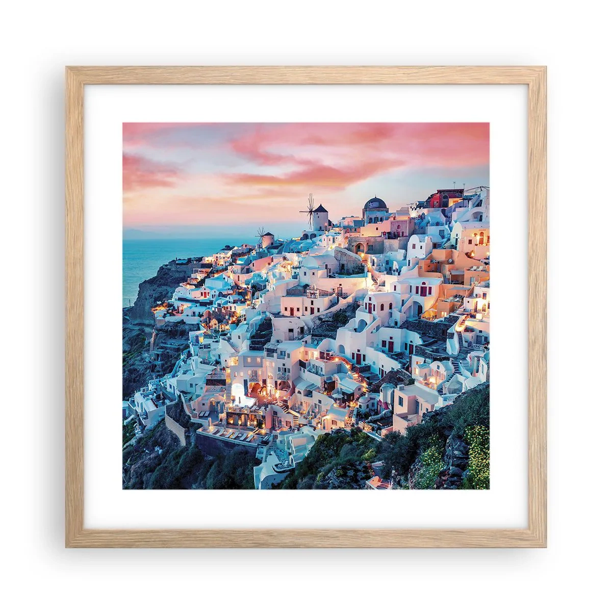 Póster en marco roble claro - Vacaciones en Grecia - 40x40 cm