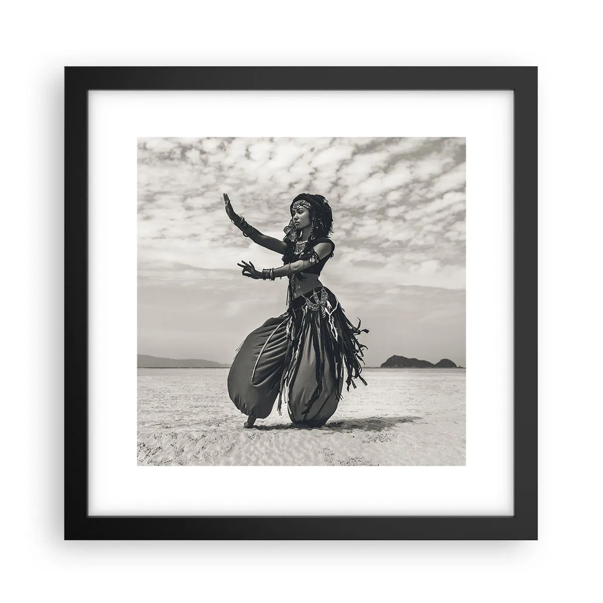 Póster en marco negro - Danza de las Islas del Sur - 30x30 cm