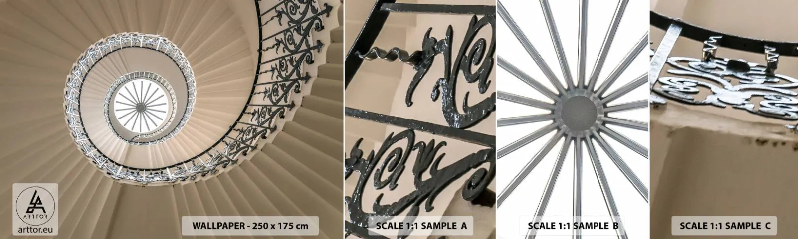 Muestra De Fotomural Standard Eco - En el interior de una concha - Escaleras, Ondulado, Ornamento - 100x30 cm