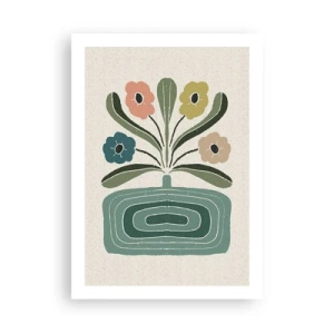 Póster - Flores estilizadas en una composición gráfica - 50x70cm - Ramo simétrico - Decoración de pared moderna para salón y dormitorio ARTTOR