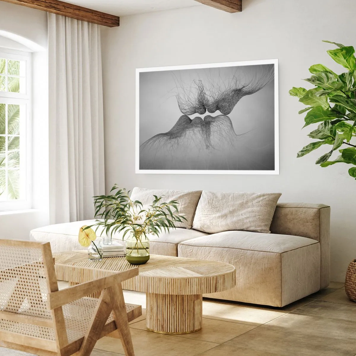 Póster - Un beso abstracto presentado en forma etérea. - 100x70cm - Beso del viento - Decoración de pared moderna para salón y dormitorio ARTTOR