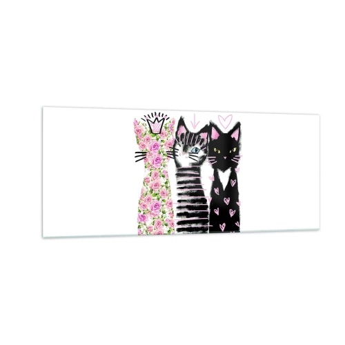 Cuadro sobre vidrio - Impresiones sobre Vidrio - Había tres gatitos - 100x40 cm