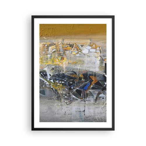 Póster en marco negro - Una composición abstracta en tonos dorados y grises. - 50x70cm - Todo se pondrá en su sitio - Decoración de pared moderna para salón y dormitorio ARTTOR