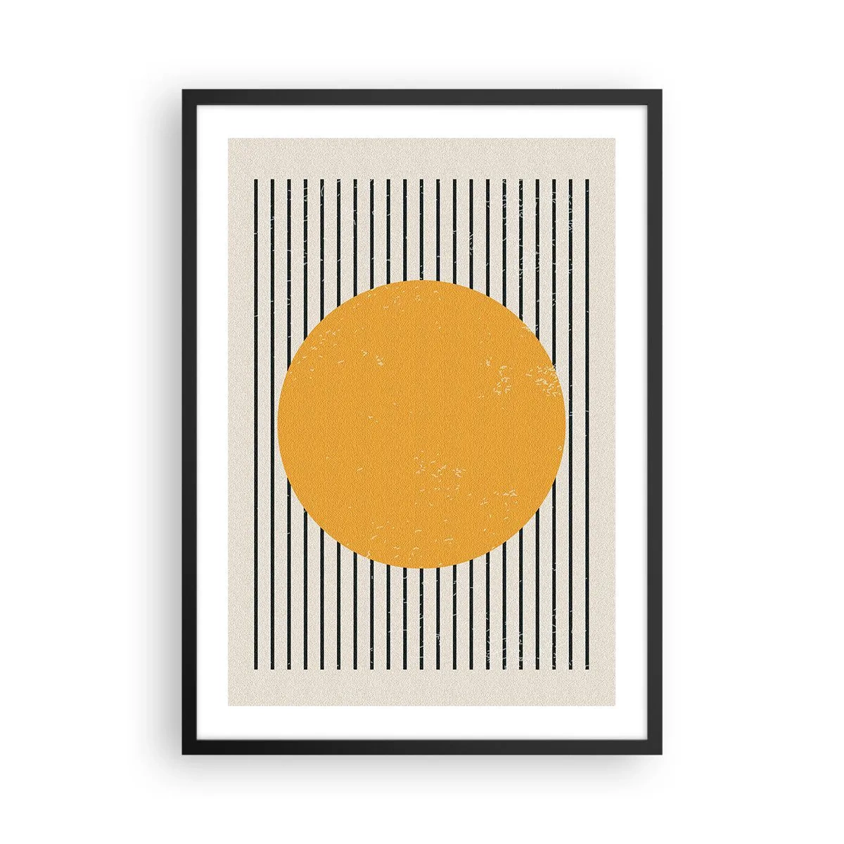 Póster en marco negro - Composición geométrica con círculo naranja y líneas. - 50x70cm - El poder de la sencillez - Decoración de pared moderna para salón y dormitorio ARTTOR