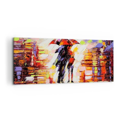 Cuadro sobre lienzo - Impresión de Imagen - Juntos a través de la noche y la lluvia - 100x40 cm