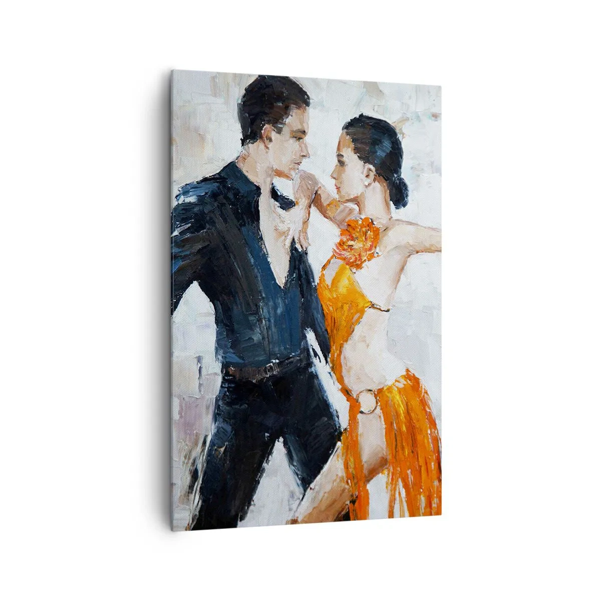 Cuadro sobre lienzo - Impresión de Imagen - Una pareja dinámica bailando al estilo latinoamericano. - 80x120cm - Dirty dancing - Decoración de pared moderna para salón y dormitorio ARTTOR
