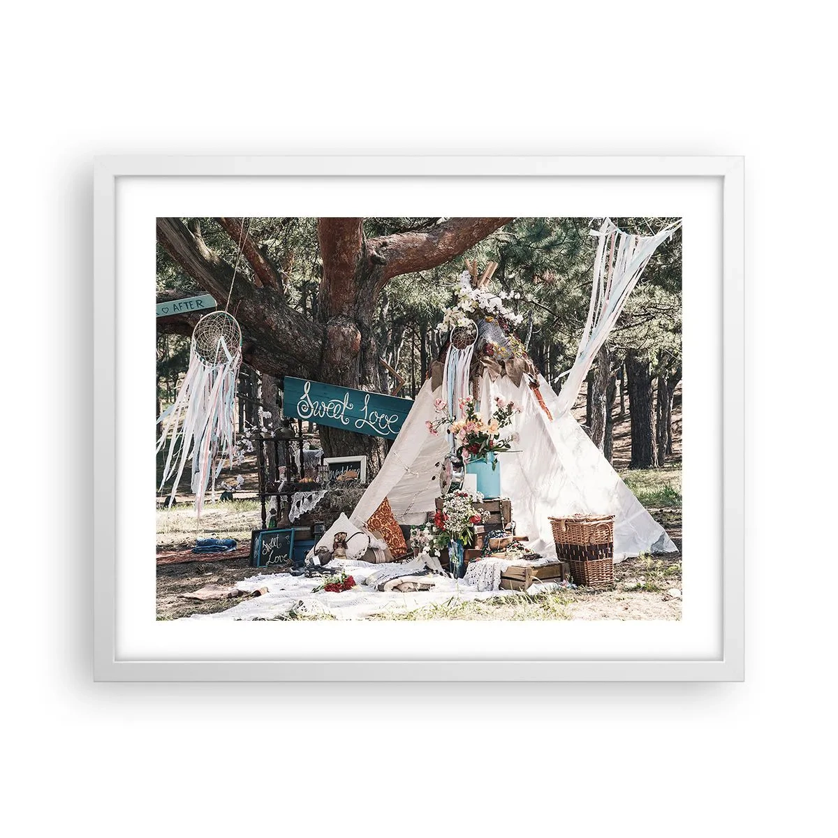 Póster en marco blanco - Amor exótico - 50x40 cm