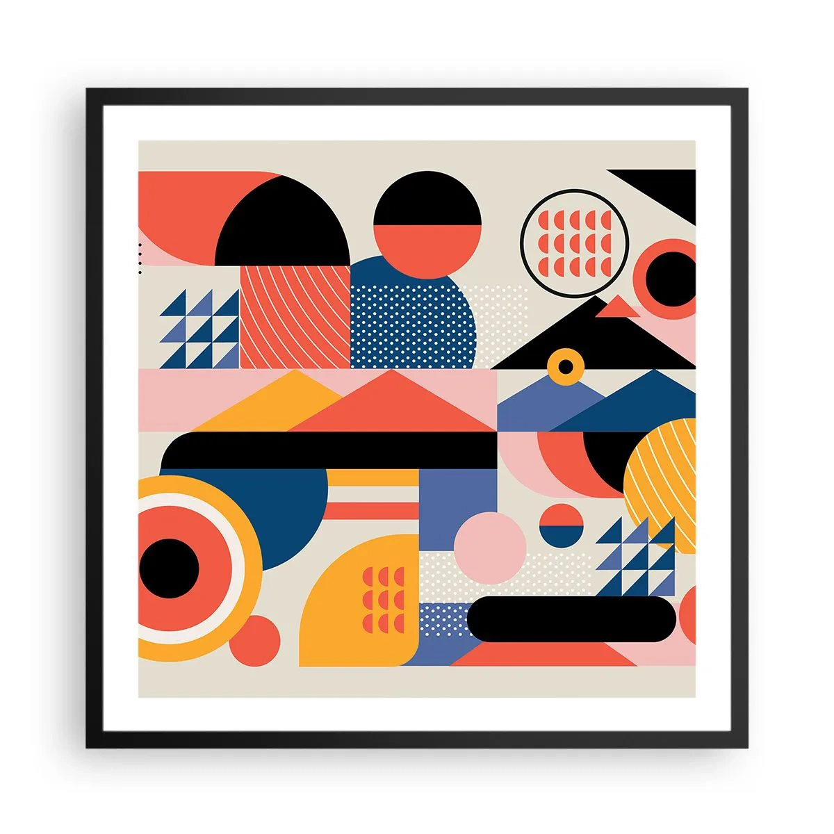 Póster en marco negro - Composición: juegos - 60x60 cm