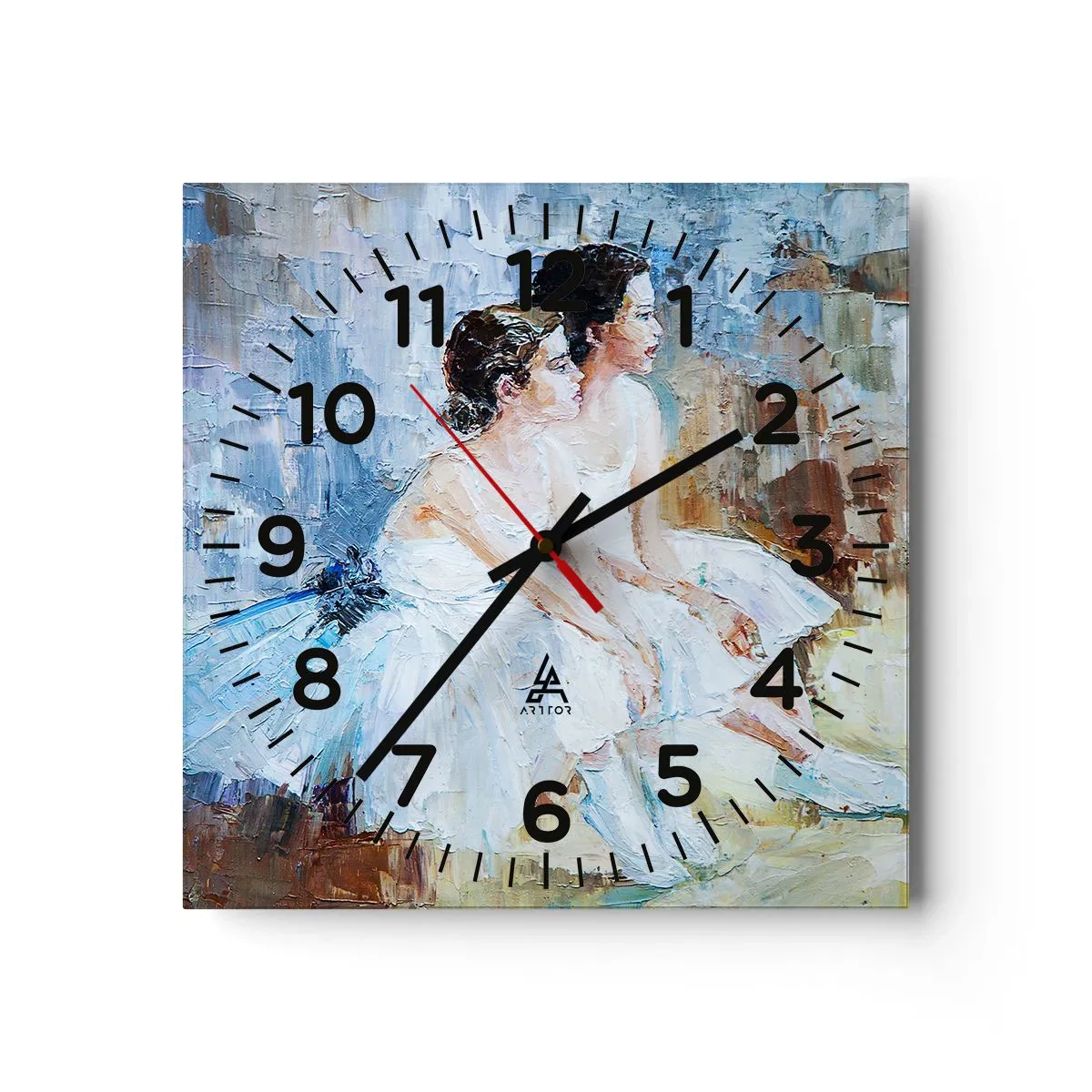 Reloj de pared - Reloj de vidrio - Cisnes jóvenes descansando - 40x40 cm