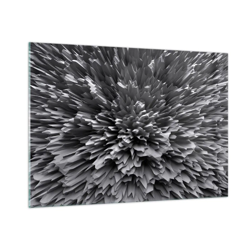 Cuadro sobre vidrio - Impresiones sobre Vidrio - Estructura 3D abstracta en blanco y negro con bordes afilados - 100x70cm - No puede ser más afilado - Decoración de pared moderna para salón y dormitorio ARTTOR