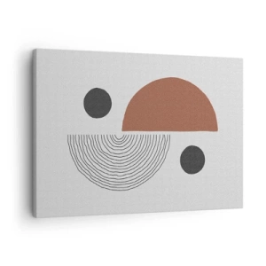 Cuadro sobre lienzo - Impresión de Imagen - Formas geométricas en tonos marrones y negros. - 70x50cm - La perfección del círculo - Decoración de pared moderna para salón y dormitorio ARTTOR