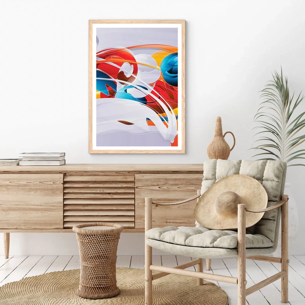 Póster en marco roble claro - Danza de los elementos - 70x100 cm