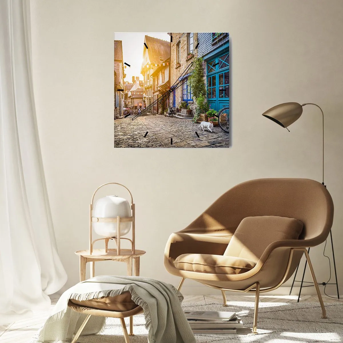 Reloj de pared - Reloj de vidrio - El fantasma blanco de la ciudad - 40x40 cm