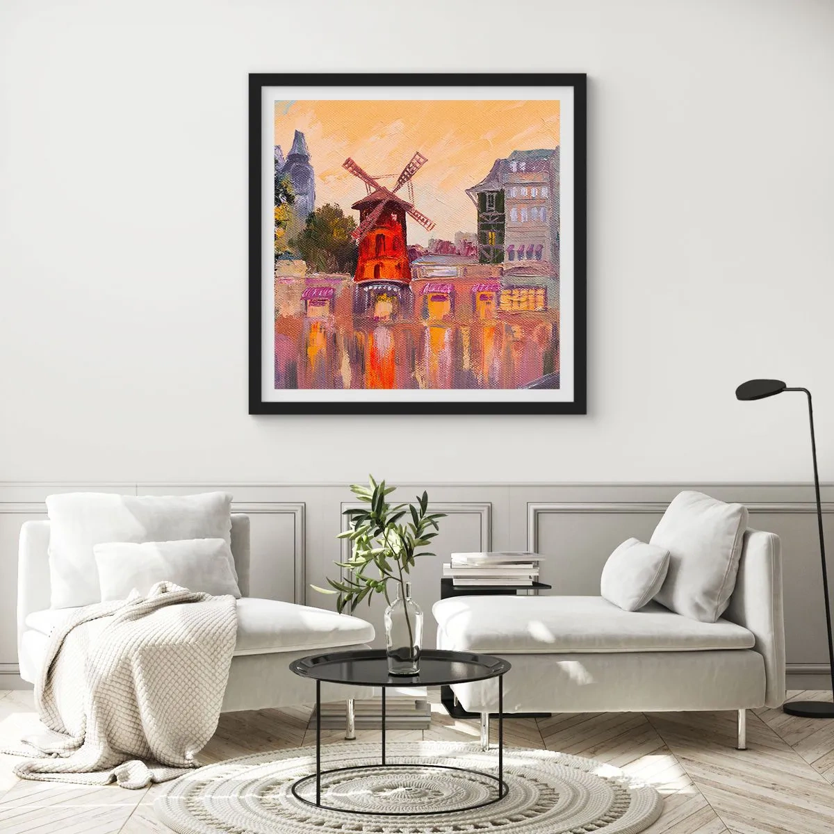 Póster en marco negro - Iconos parisinos - Moulin Rouge - 30x30 cm