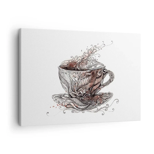 Cuadro sobre lienzo - Impresión de Imagen - Taza de café decorativa con patrón artístico. - 70x50cm - Té para todo - Decoración de pared moderna para salón y dormitorio ARTTOR