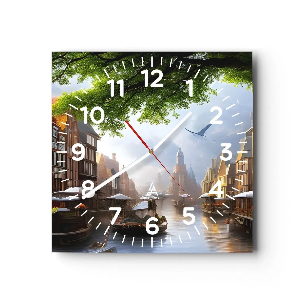 Reloj de pared - Reloj de vidrio - Paisaje urbano holandés - 30x30 cm