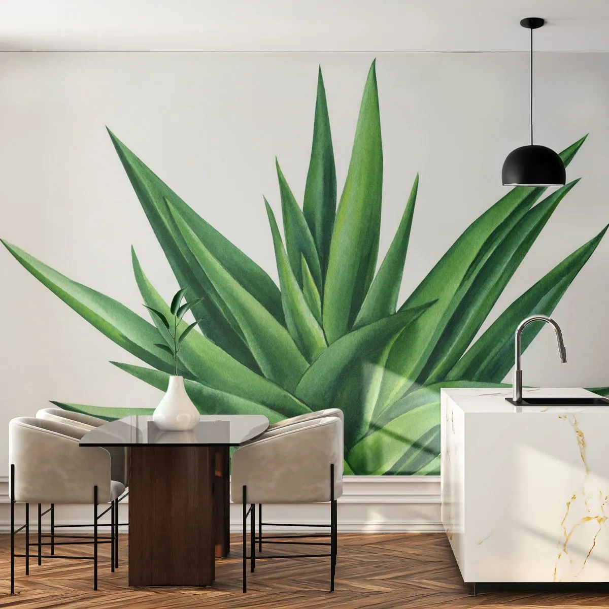 Fotomural Premium Sand - Verde - fuerza - vida - Planta, Áloe, Botánica - 150x105 cm