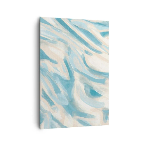 Cuadro sobre lienzo - Impresión de Imagen - Rayas azules abstractas sobre un fondo claro - 70x100cm - Brisas primaverales - Decoración de pared moderna para salón y dormitorio ARTTOR