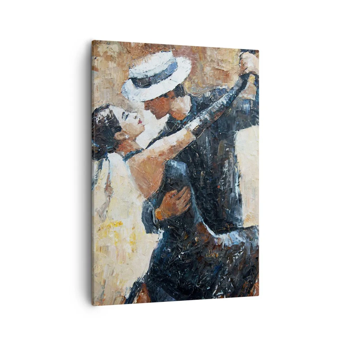 Cuadro sobre lienzo - Impresión de Imagen - Una pareja bailando tango en un estilo romántico y elegante. - 50x70cm - Estilo Rudolf Valentino - Decoración de pared moderna para salón y dormitorio ARTTOR