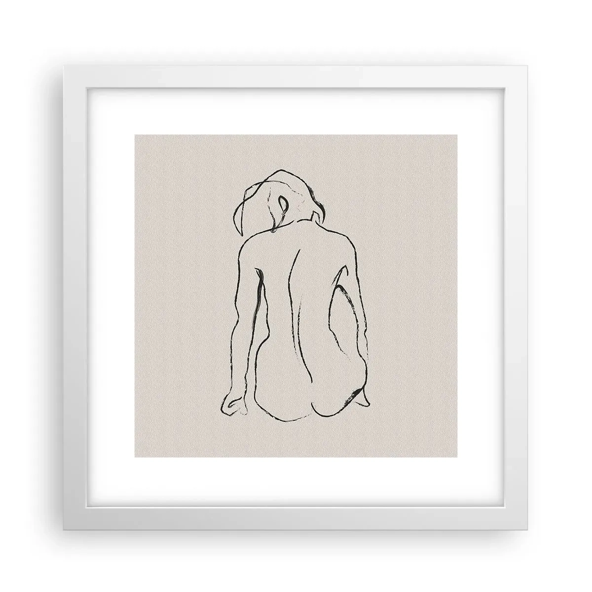 Póster en marco blanco - Esbozos de una espalada - 30x30 cm