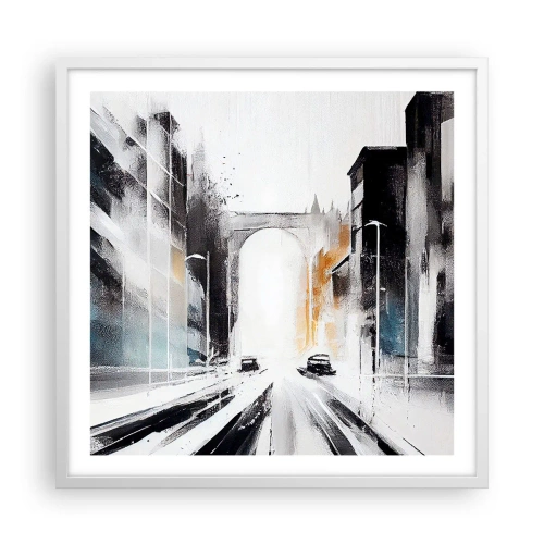 Póster en marco blanco - Estudio de la ciudad: arquitectura y movimiento - 60x60 cm
