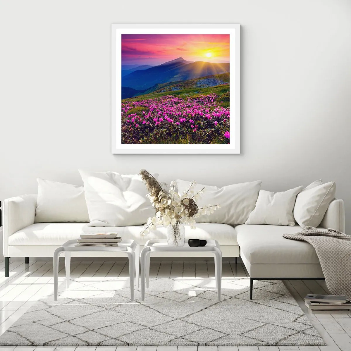 Póster en marco blanco - ... Y el aroma a hierbas está por todas partes - 40x40 cm