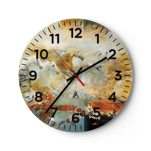 Reloj de pared - Reloj de vidrio - Galopando a través de la luz - 30x30 cm