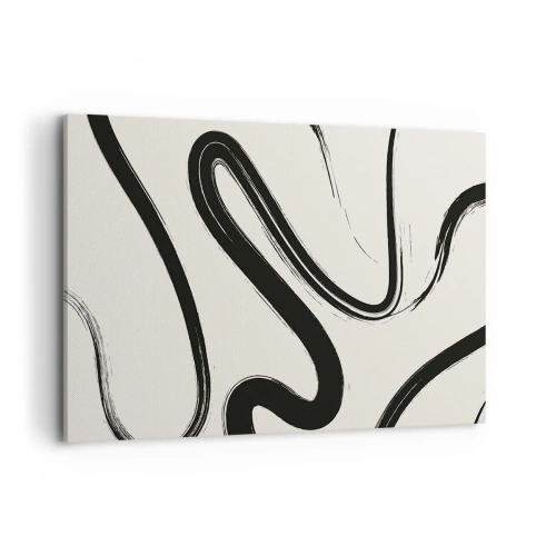 Cuadro sobre lienzo - Impresión de Imagen - Líneas curvas en blanco y negro sobre un fondo claro - 120x80cm - Fantasía en blanco y negro - Decoración de pared moderna para salón y dormitorio ARTTOR