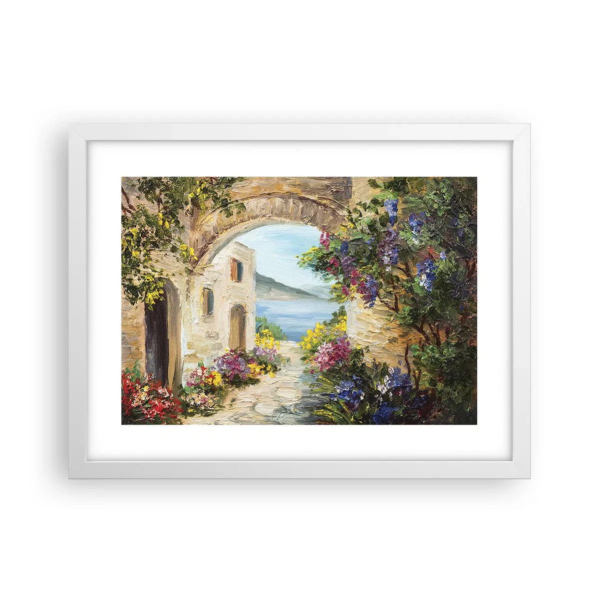 Póster en marco blanco - El encanto del paisaje costero - 40x30 cm