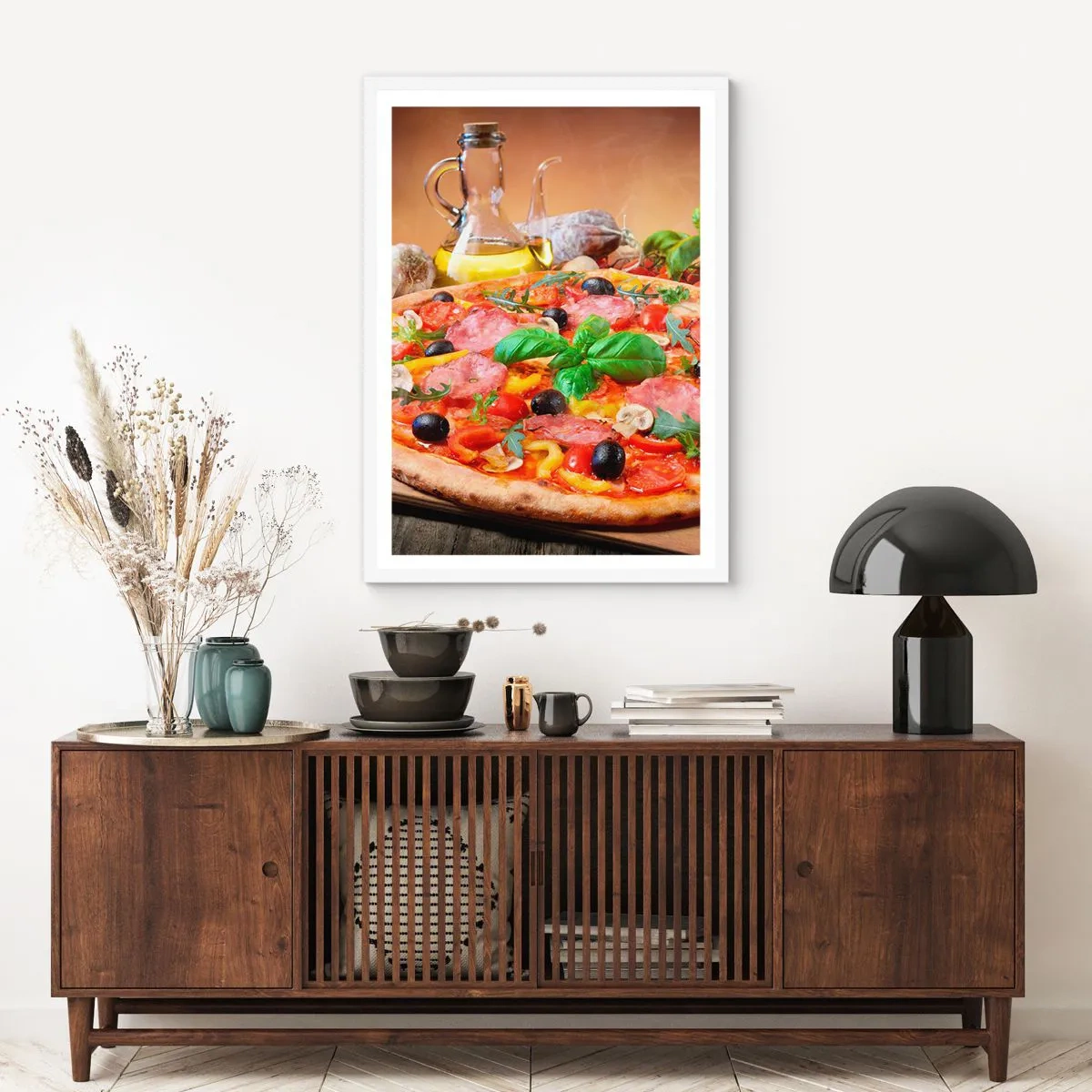 Póster en marco blanco - Con un verdadero sabor italiano - 40x50 cm