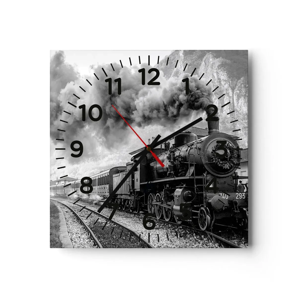 Reloj de pared - Reloj de vidrio - Rumbo a la estación... - 40x40 cm