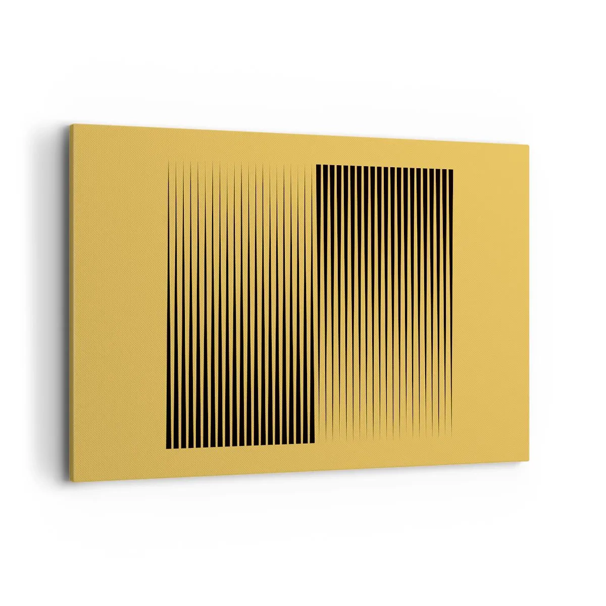 Cuadro sobre lienzo - Impresión de Imagen - Líneas negras verticales sobre un fondo amarillo - 100x70cm - Cuadrado de opuestos - Decoración de pared moderna para salón y dormitorio ARTTOR