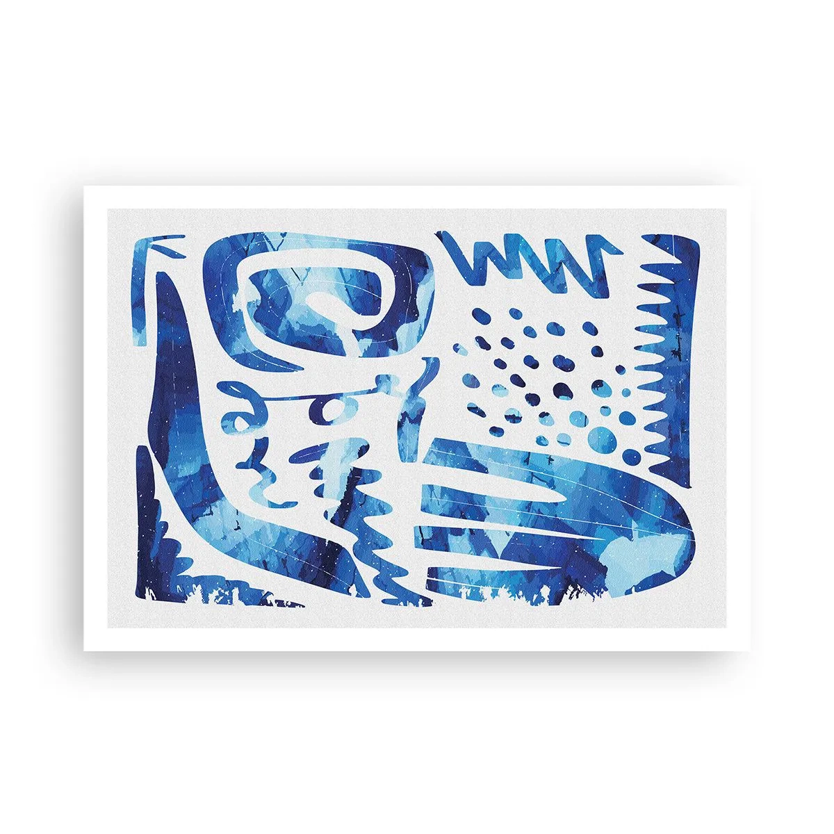 Póster - Patrón abstracto en tonos azules - 100x70cm - Vuelta a las raíces - Decoración de pared moderna para salón y dormitorio ARTTOR